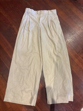 Banana Republic Cream Pleated Wide-Leg Chinos